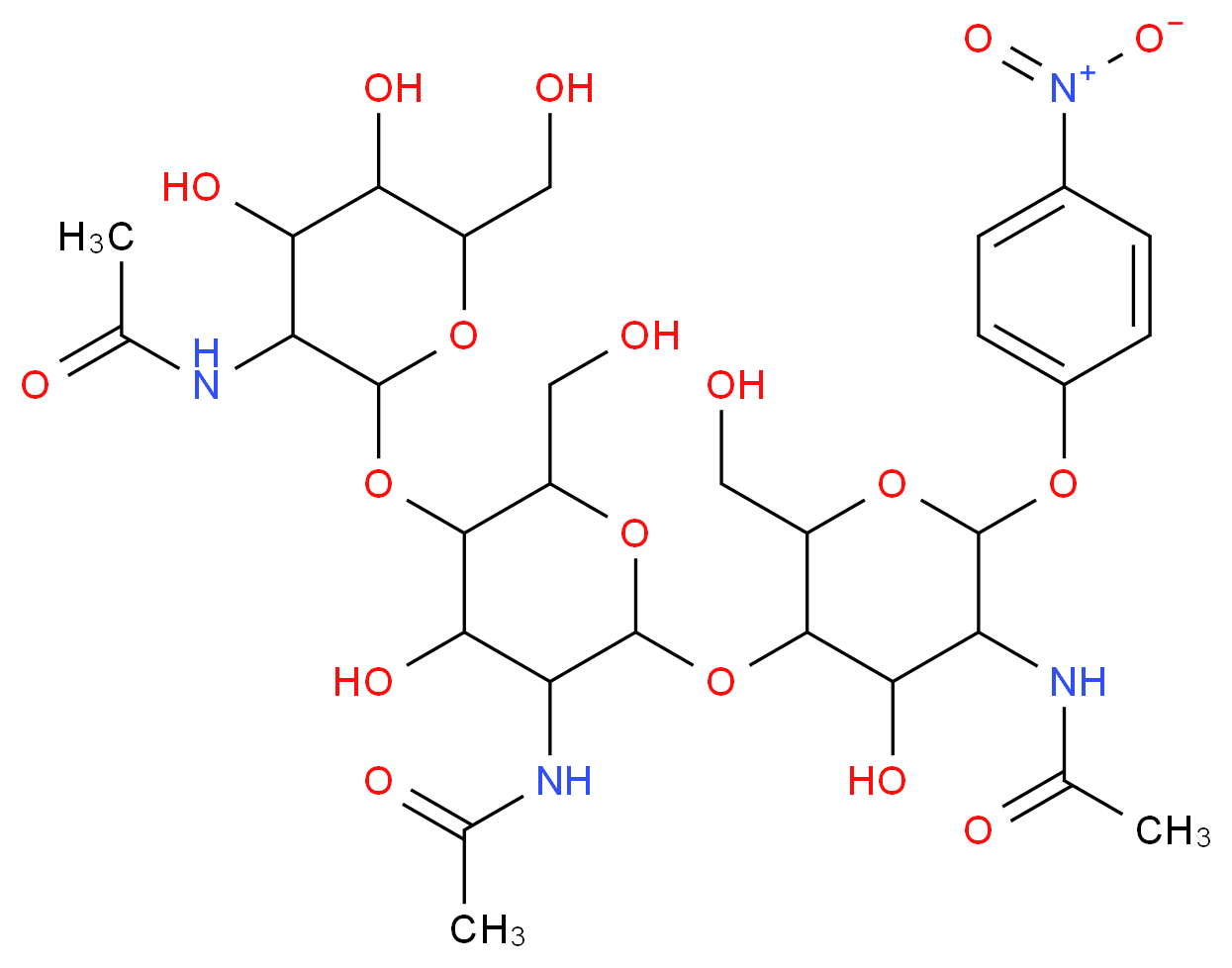 4-Nitrophenyl β-D-N,N′,N′′-triacetylchitotriose_Molecular_structure_CAS_7699-38-9)