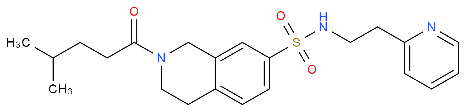 2-(4-methylpentanoyl)-N-(2-pyridin-2-ylethyl)-1,2,3,4-tetrahydroisoquinoline-7-sulfonamide_Molecular_structure_CAS_)