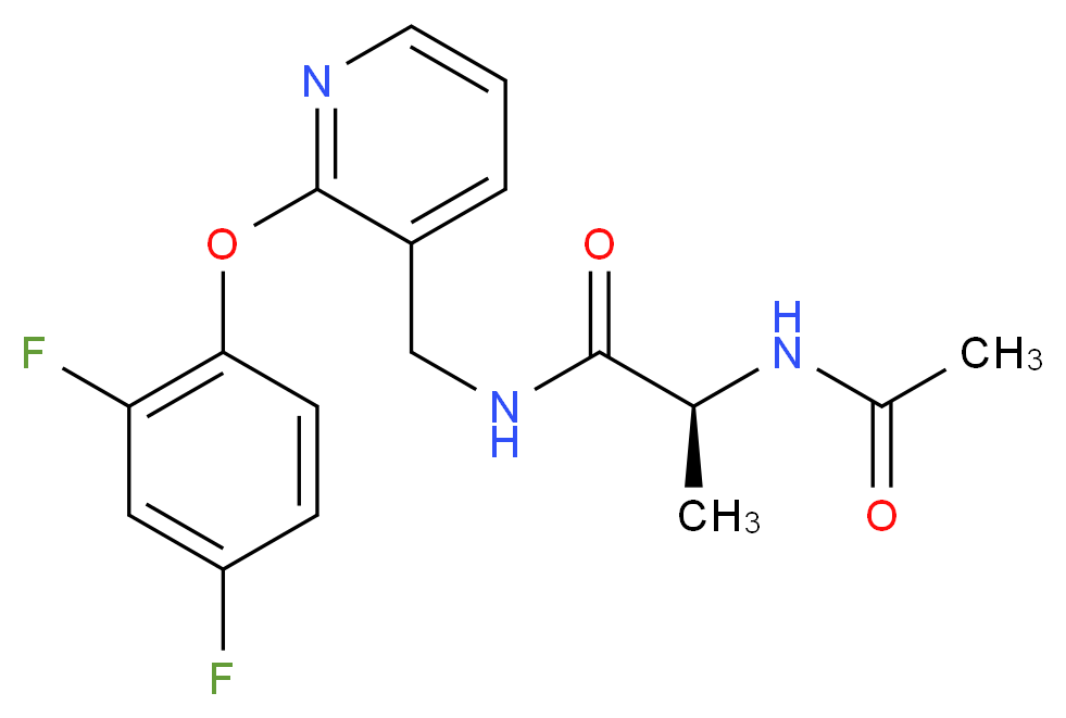 N~2~-acetyl-N~1~-{[2-(2,4-difluorophenoxy)pyridin-3-yl]methyl}-L-alaninamide_Molecular_structure_CAS_)