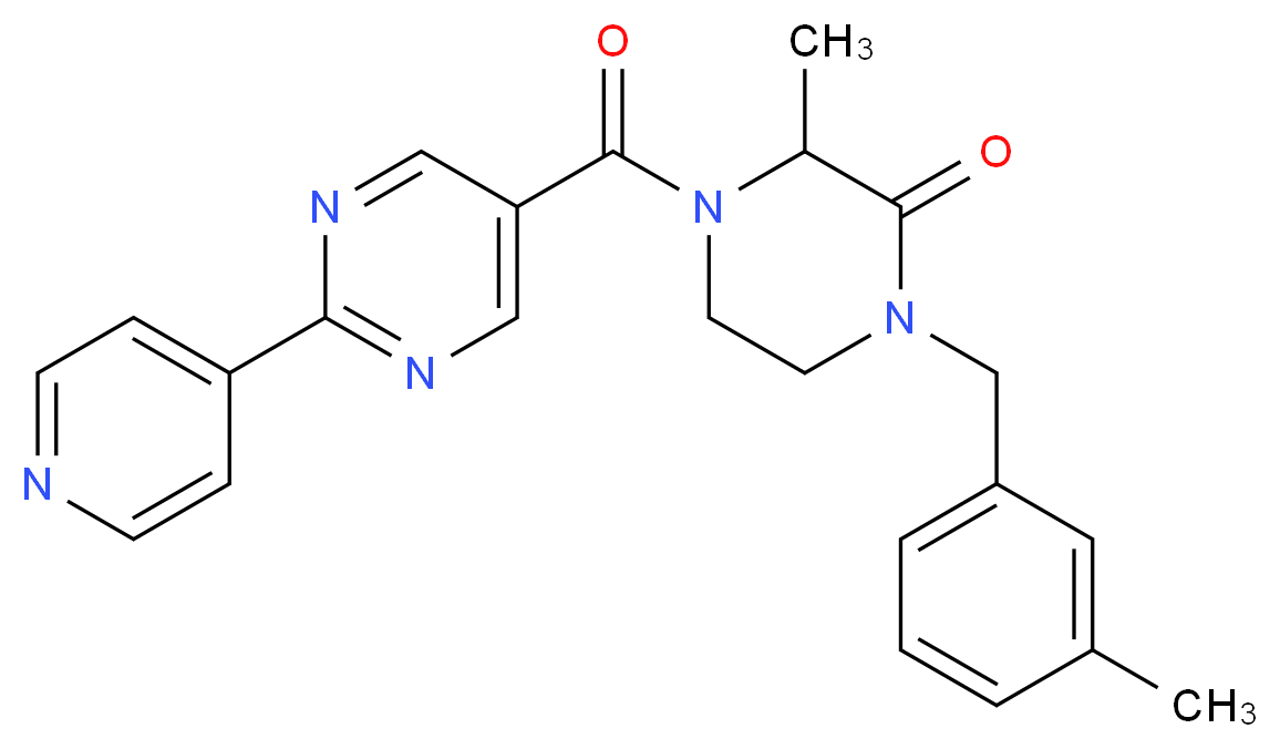 3-methyl-1-(3-methylbenzyl)-4-{[2-(4-pyridinyl)-5-pyrimidinyl]carbonyl}-2-piperazinone_Molecular_structure_CAS_)