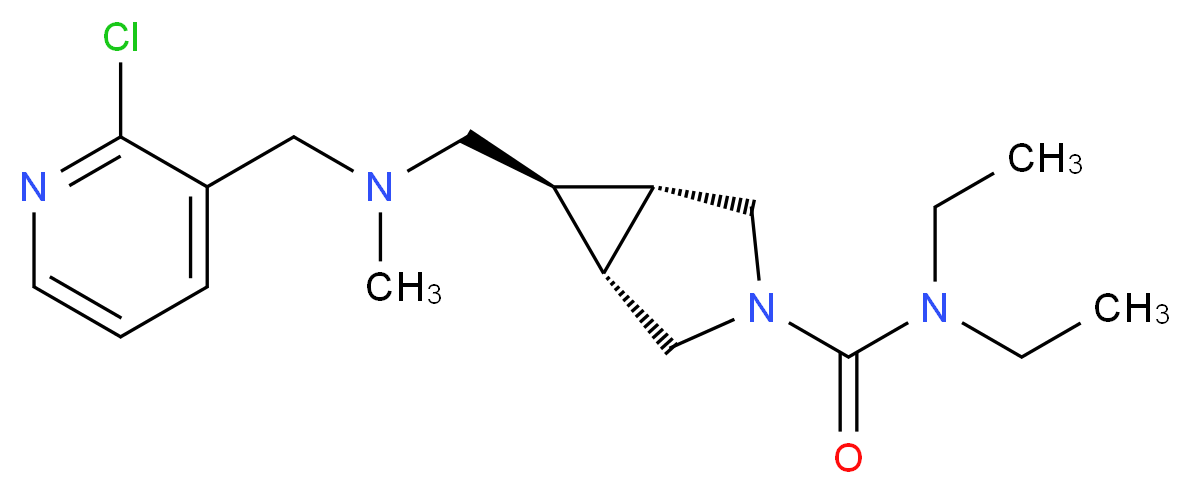 (1R*,5S*,6r)-6-{[[(2-chloropyridin-3-yl)methyl](methyl)amino]methyl}-N,N-diethyl-3-azabicyclo[3.1.0]hexane-3-carboxamide_Molecular_structure_CAS_)