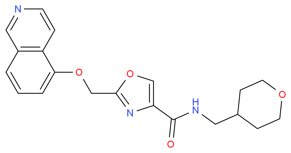 2-[(isoquinolin-5-yloxy)methyl]-N-(tetrahydro-2H-pyran-4-ylmethyl)-1,3-oxazole-4-carboxamide_Molecular_structure_CAS_)