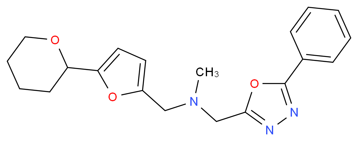 N-methyl-1-(5-phenyl-1,3,4-oxadiazol-2-yl)-N-{[5-(tetrahydro-2H-pyran-2-yl)-2-furyl]methyl}methanamine_Molecular_structure_CAS_)