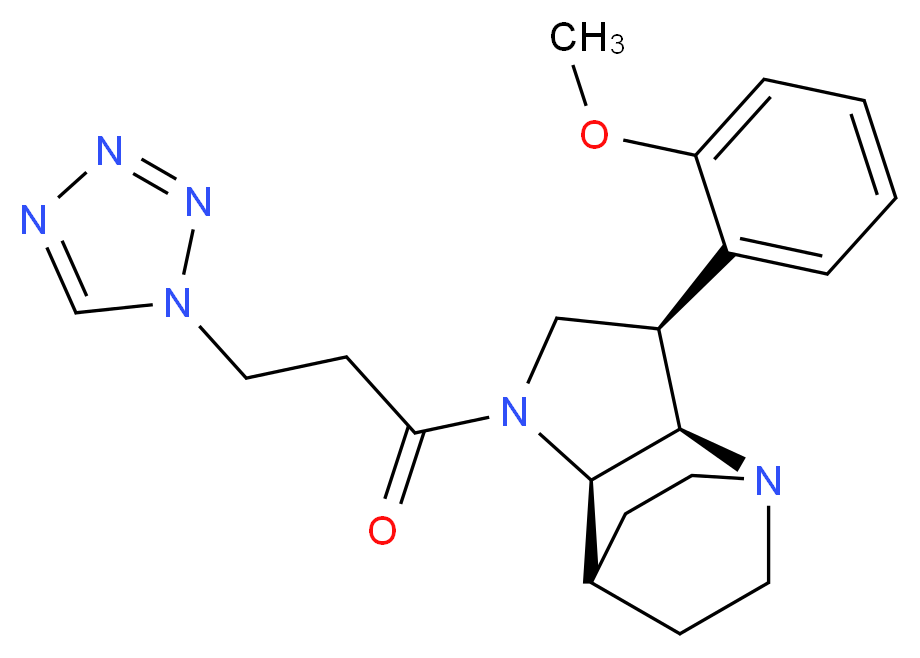 (3R*,3aR*,7aR*)-3-(2-methoxyphenyl)-1-[3-(1H-tetrazol-1-yl)propanoyl]octahydro-4,7-ethanopyrrolo[3,2-b]pyridine_Molecular_structure_CAS_)