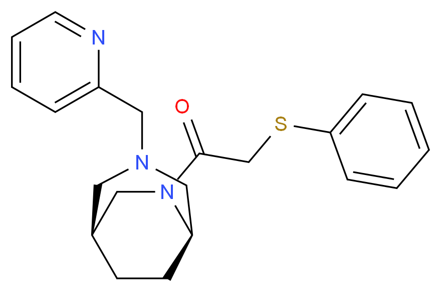 (1S*,5R*)-6-[(phenylthio)acetyl]-3-(2-pyridinylmethyl)-3,6-diazabicyclo[3.2.2]nonane_Molecular_structure_CAS_)