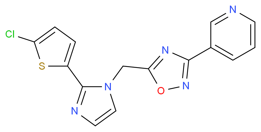 3-(5-{[2-(5-chloro-2-thienyl)-1H-imidazol-1-yl]methyl}-1,2,4-oxadiazol-3-yl)pyridine_Molecular_structure_CAS_)