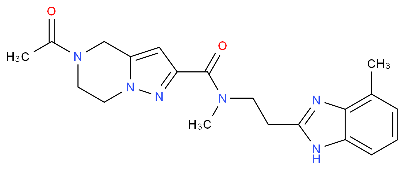 5-acetyl-N-methyl-N-[2-(4-methyl-1H-benzimidazol-2-yl)ethyl]-4,5,6,7-tetrahydropyrazolo[1,5-a]pyrazine-2-carboxamide_Molecular_structure_CAS_)