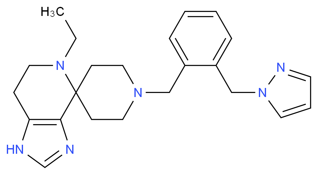 5-ethyl-1'-[2-(1H-pyrazol-1-ylmethyl)benzyl]-1,5,6,7-tetrahydrospiro[imidazo[4,5-c]pyridine-4,4'-piperidine]_Molecular_structure_CAS_)