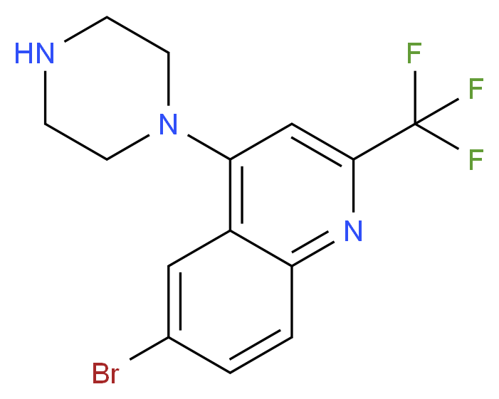 1-[6-Bromo-2-(trifluoromethyl)quinol-4-yl]piperazine 97%_Molecular_structure_CAS_)
