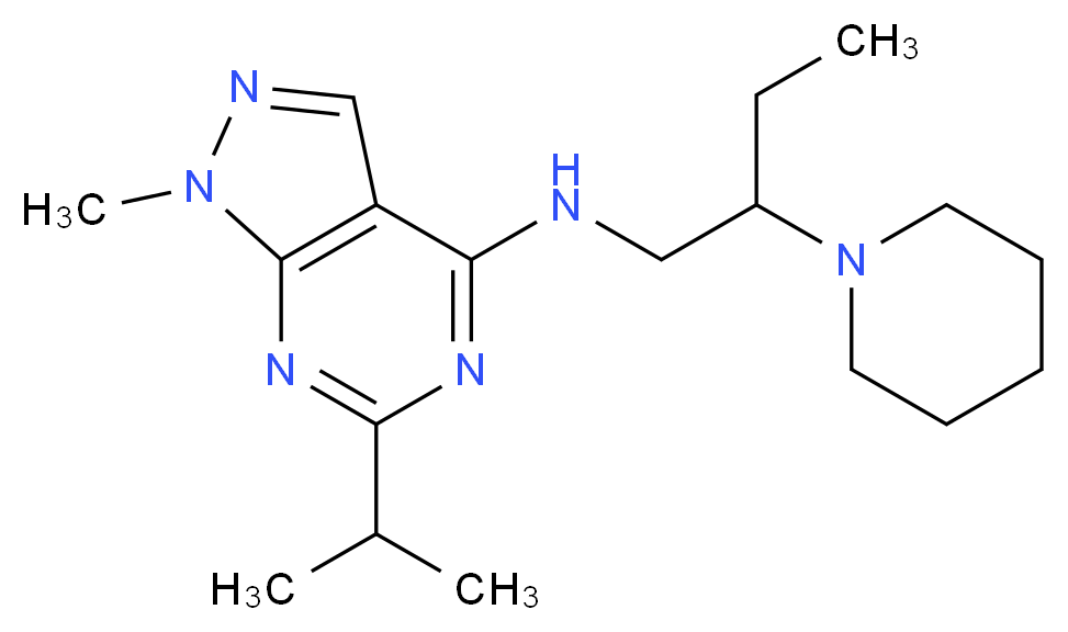 6-isopropyl-1-methyl-N-[2-(1-piperidinyl)butyl]-1H-pyrazolo[3,4-d]pyrimidin-4-amine_Molecular_structure_CAS_)
