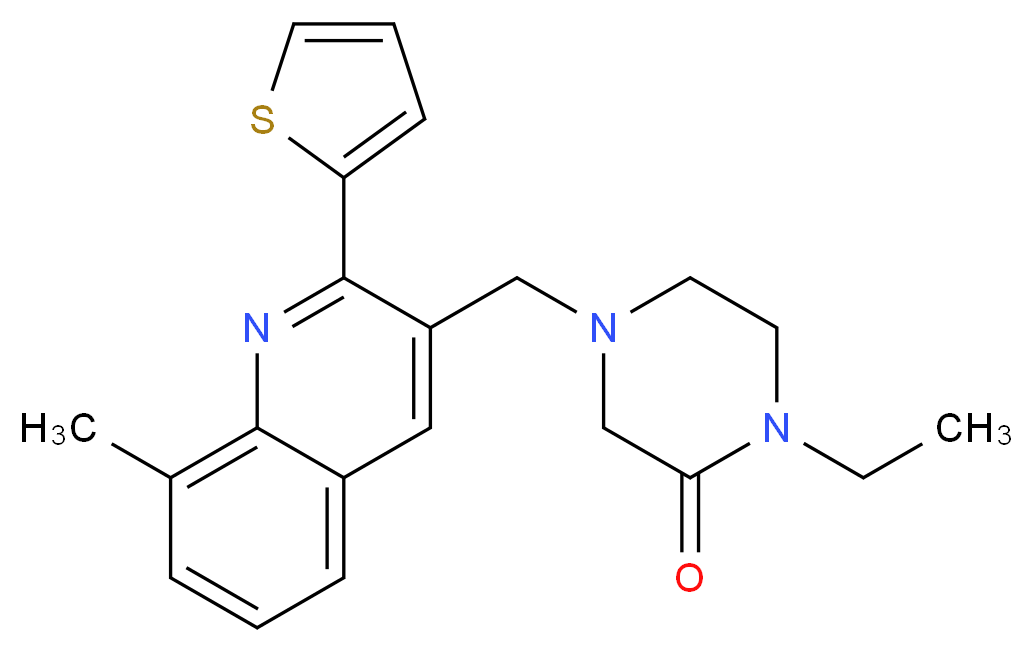 1-ethyl-4-{[8-methyl-2-(2-thienyl)-3-quinolinyl]methyl}-2-piperazinone_Molecular_structure_CAS_)