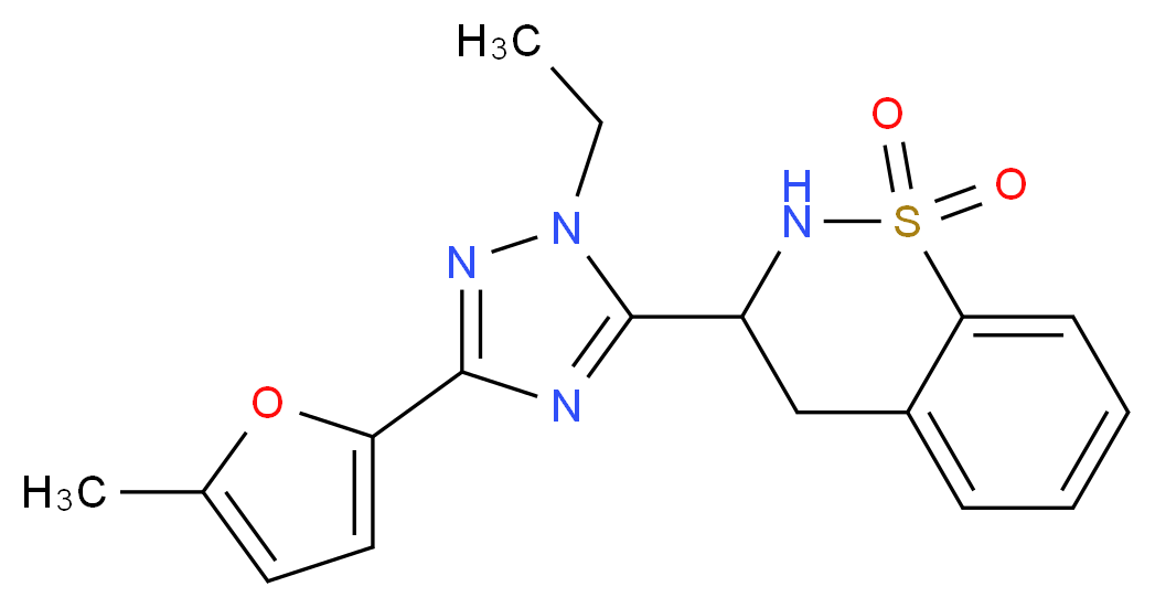 3-[1-ethyl-3-(5-methyl-2-furyl)-1H-1,2,4-triazol-5-yl]-3,4-dihydro-2H-1,2-benzothiazine 1,1-dioxide_Molecular_structure_CAS_)
