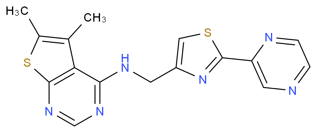 5,6-dimethyl-N-[(2-pyrazin-2-yl-1,3-thiazol-4-yl)methyl]thieno[2,3-d]pyrimidin-4-amine_Molecular_structure_CAS_)