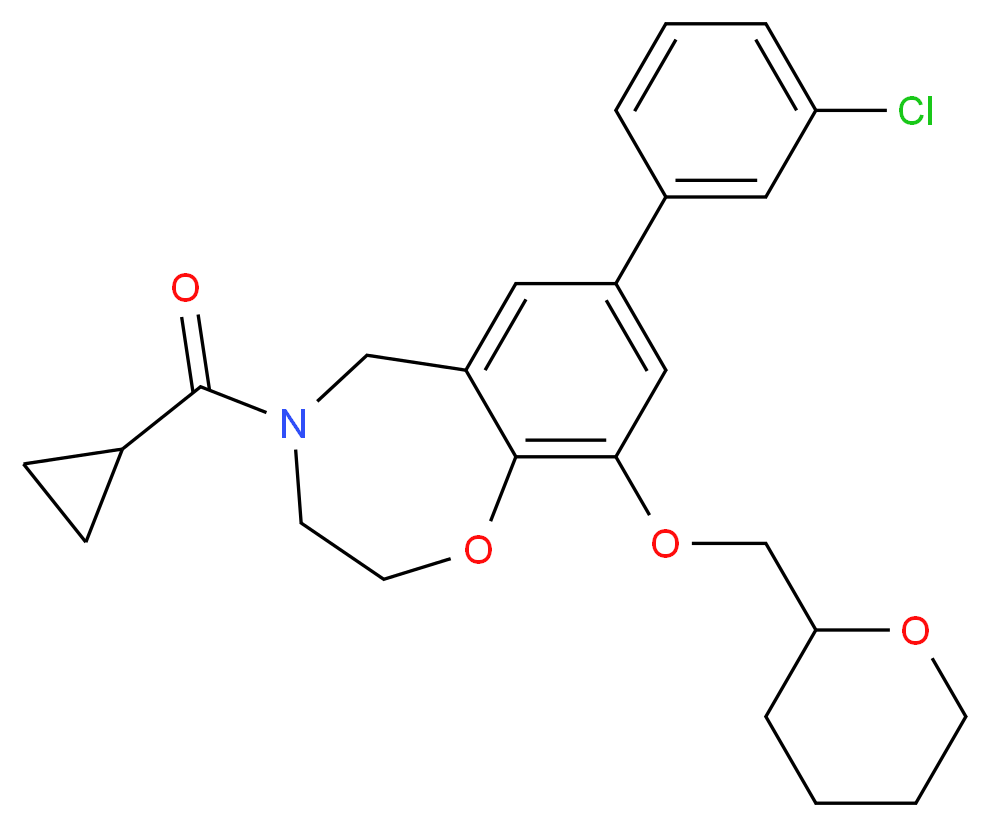 7-(3-chlorophenyl)-4-(cyclopropylcarbonyl)-9-(tetrahydro-2H-pyran-2-ylmethoxy)-2,3,4,5-tetrahydro-1,4-benzoxazepine_Molecular_structure_CAS_)