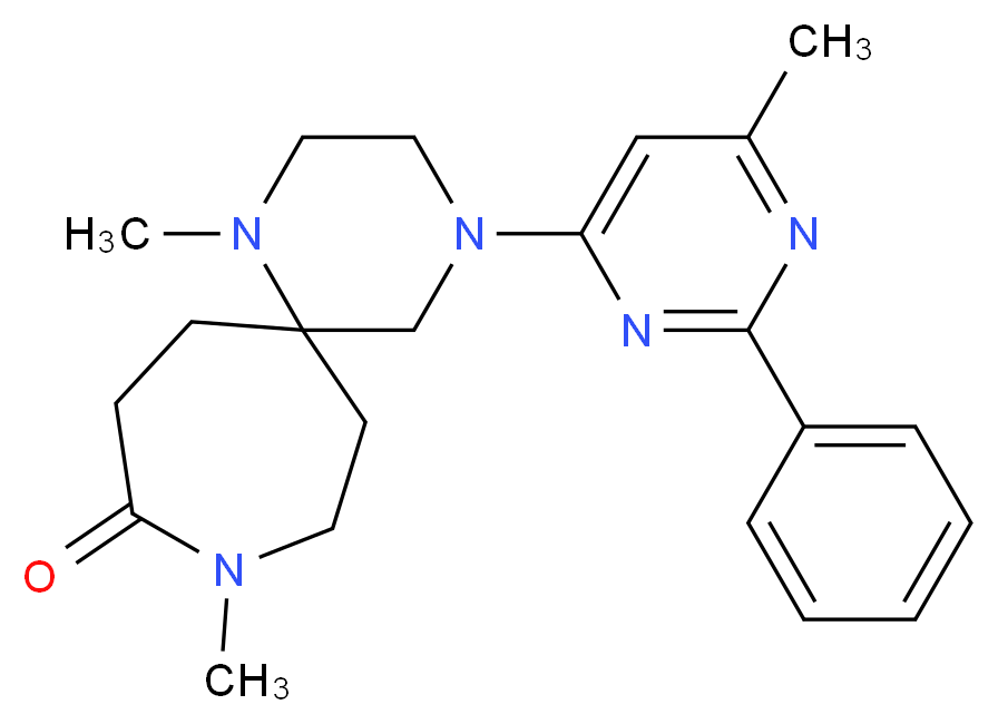 1,9-dimethyl-4-(6-methyl-2-phenylpyrimidin-4-yl)-1,4,9-triazaspiro[5.6]dodecan-10-one_Molecular_structure_CAS_)