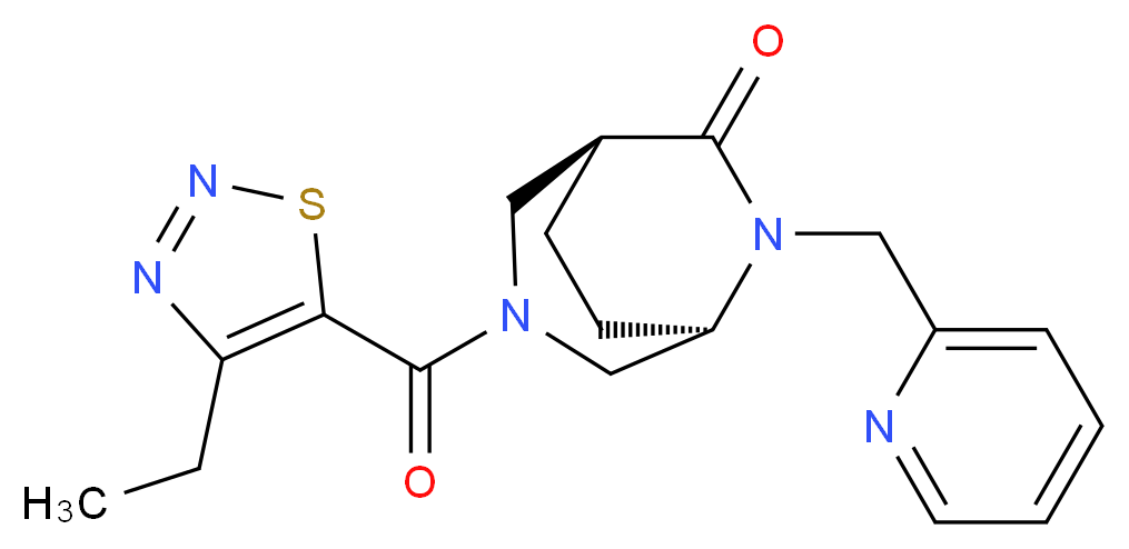 (1S*,5R*)-3-[(4-ethyl-1,2,3-thiadiazol-5-yl)carbonyl]-6-(2-pyridinylmethyl)-3,6-diazabicyclo[3.2.2]nonan-7-one_Molecular_structure_CAS_)