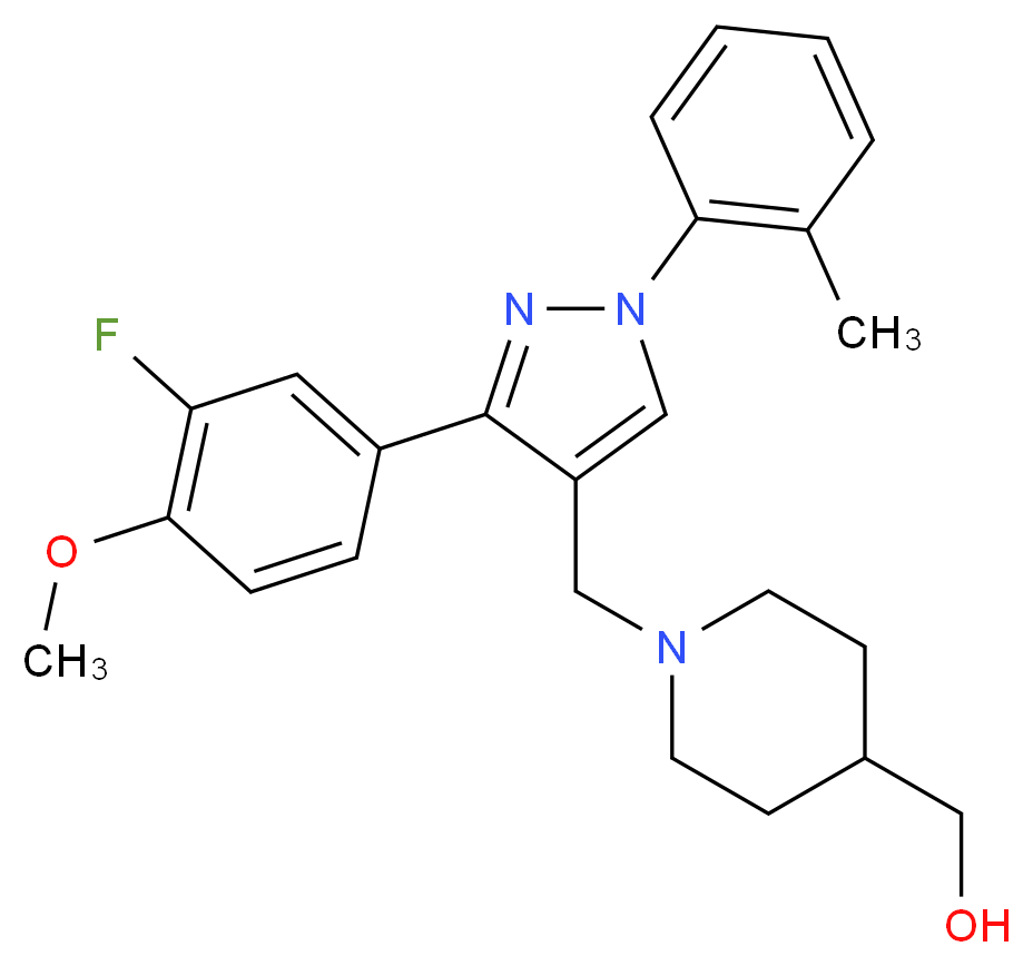(1-{[3-(3-fluoro-4-methoxyphenyl)-1-(2-methylphenyl)-1H-pyrazol-4-yl]methyl}-4-piperidinyl)methanol_Molecular_structure_CAS_)