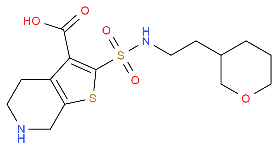 2-({[2-(tetrahydro-2H-pyran-3-yl)ethyl]amino}sulfonyl)-4,5,6,7-tetrahydrothieno[2,3-c]pyridine-3-carboxylic acid_Molecular_structure_CAS_)