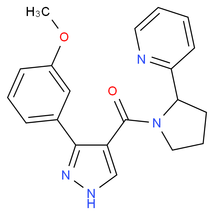 2-(1-{[3-(3-methoxyphenyl)-1H-pyrazol-4-yl]carbonyl}pyrrolidin-2-yl)pyridine_Molecular_structure_CAS_)