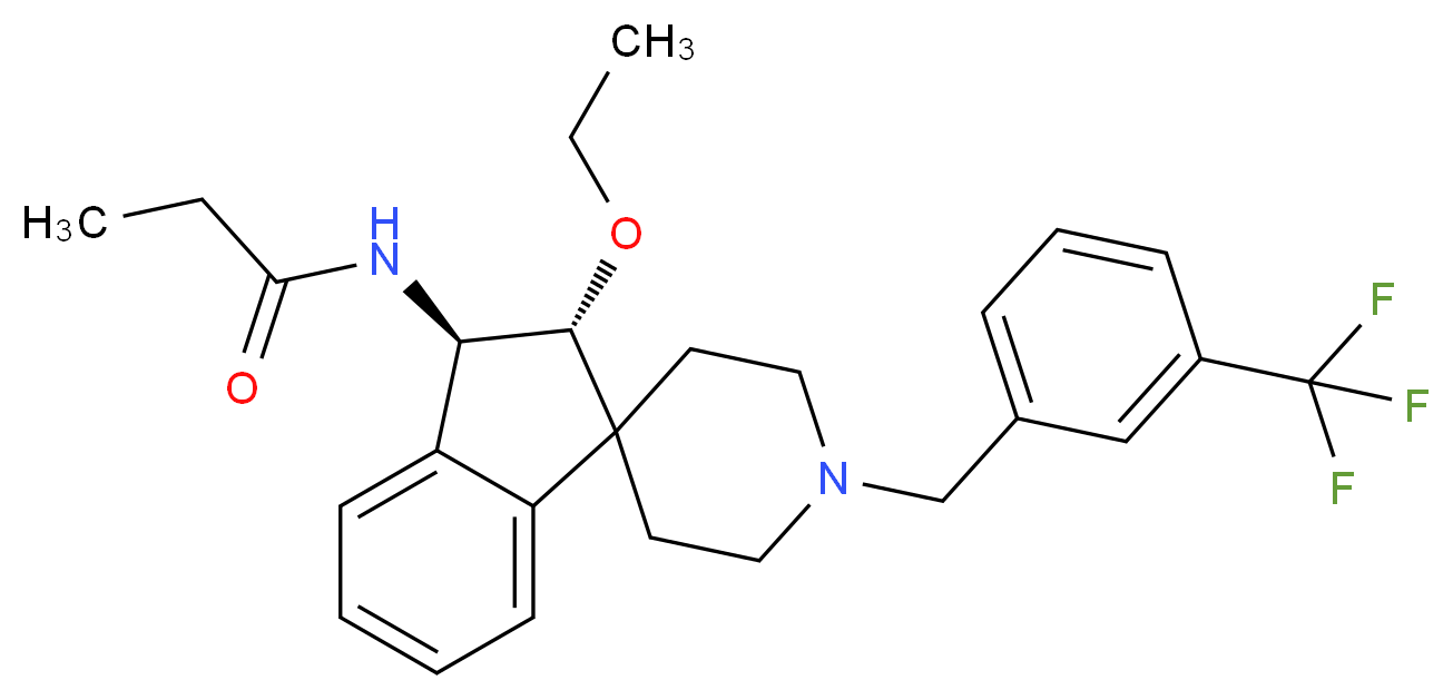 N-{(2R*,3R*)-2-ethoxy-1'-[3-(trifluoromethyl)benzyl]-2,3-dihydrospiro[indene-1,4'-piperidin]-3-yl}propanamide_Molecular_structure_CAS_)