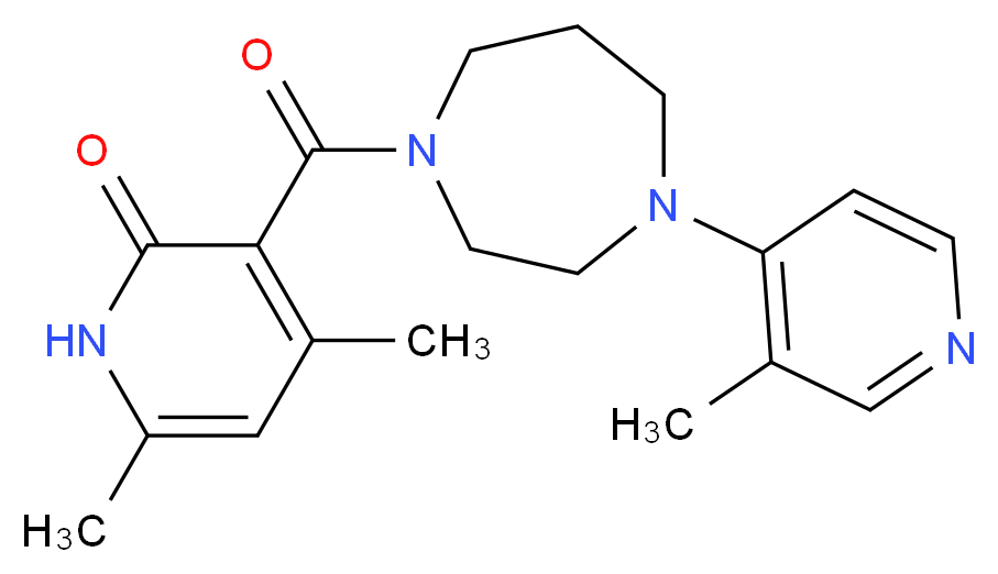 4,6-dimethyl-3-{[4-(3-methyl-4-pyridinyl)-1,4-diazepan-1-yl]carbonyl}-2(1H)-pyridinone_Molecular_structure_CAS_)