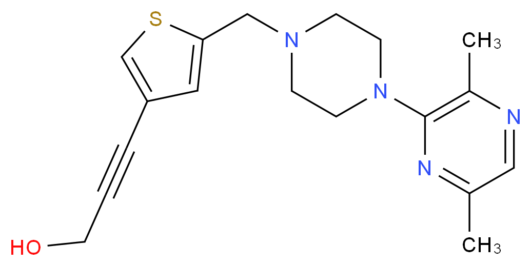3-(5-{[4-(3,6-dimethylpyrazin-2-yl)piperazin-1-yl]methyl}-3-thienyl)prop-2-yn-1-ol_Molecular_structure_CAS_)