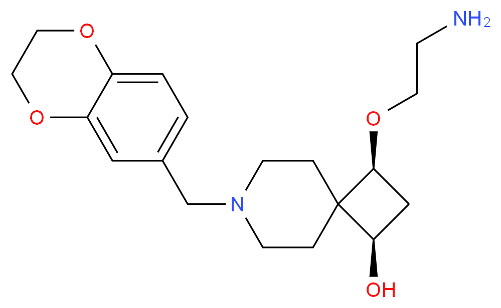 (1R*,3S*)-3-(2-aminoethoxy)-7-(2,3-dihydro-1,4-benzodioxin-6-ylmethyl)-7-azaspiro[3.5]nonan-1-ol_Molecular_structure_CAS_)