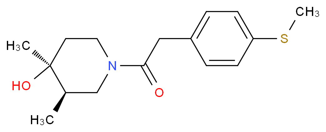(3R*,4S*)-3,4-dimethyl-1-{[4-(methylthio)phenyl]acetyl}piperidin-4-ol_Molecular_structure_CAS_)