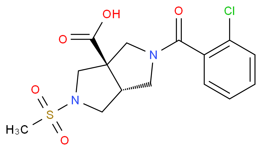 (3aR*,6aR*)-2-(2-chlorobenzoyl)-5-(methylsulfonyl)hexahydropyrrolo[3,4-c]pyrrole-3a(1H)-carboxylic acid_Molecular_structure_CAS_)