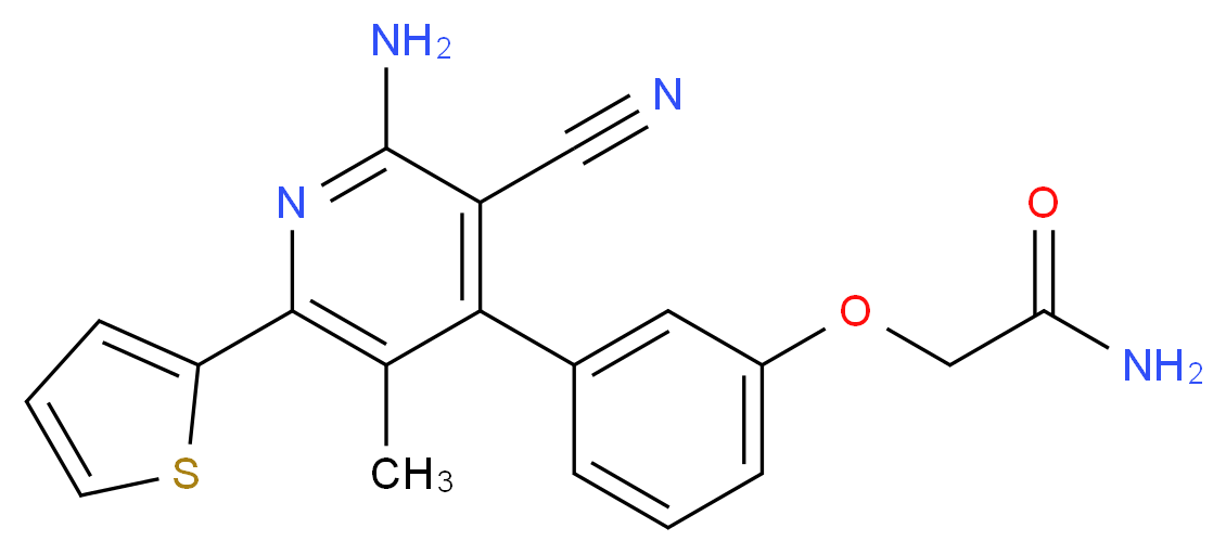 2-{3-[2-amino-3-cyano-5-methyl-6-(2-thienyl)pyridin-4-yl]phenoxy}acetamide_Molecular_structure_CAS_)
