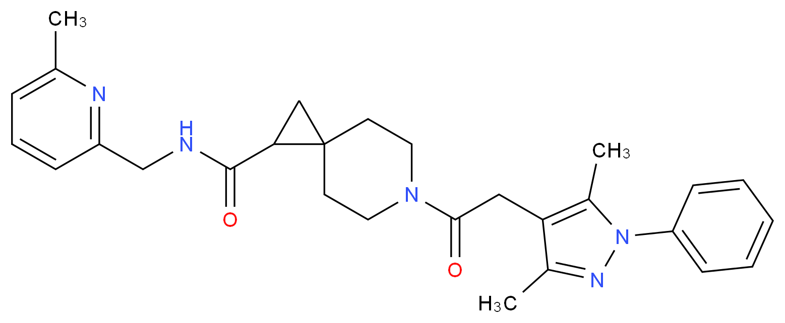 6-[(3,5-dimethyl-1-phenyl-1H-pyrazol-4-yl)acetyl]-N-[(6-methyl-2-pyridinyl)methyl]-6-azaspiro[2.5]octane-1-carboxamide_Molecular_structure_CAS_)