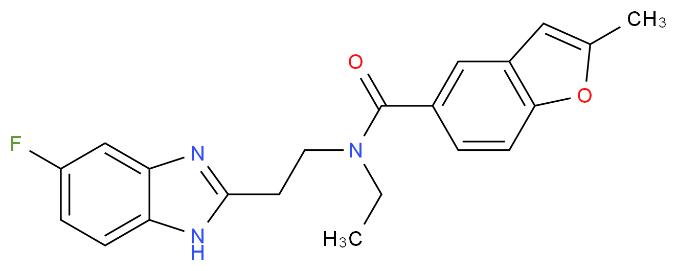 N-ethyl-N-[2-(5-fluoro-1H-benzimidazol-2-yl)ethyl]-2-methyl-1-benzofuran-5-carboxamide_Molecular_structure_CAS_)
