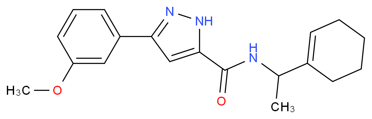 N-[1-(1-cyclohexen-1-yl)ethyl]-3-(3-methoxyphenyl)-1H-pyrazole-5-carboxamide_Molecular_structure_CAS_)