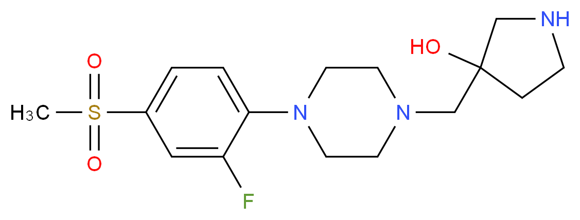 3-({4-[2-fluoro-4-(methylsulfonyl)phenyl]piperazin-1-yl}methyl)pyrrolidin-3-ol_Molecular_structure_CAS_)