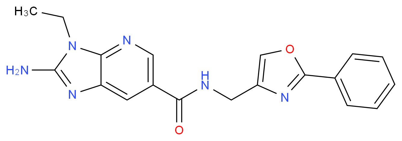 2-amino-3-ethyl-N-[(2-phenyl-1,3-oxazol-4-yl)methyl]-3H-imidazo[4,5-b]pyridine-6-carboxamide_Molecular_structure_CAS_)
