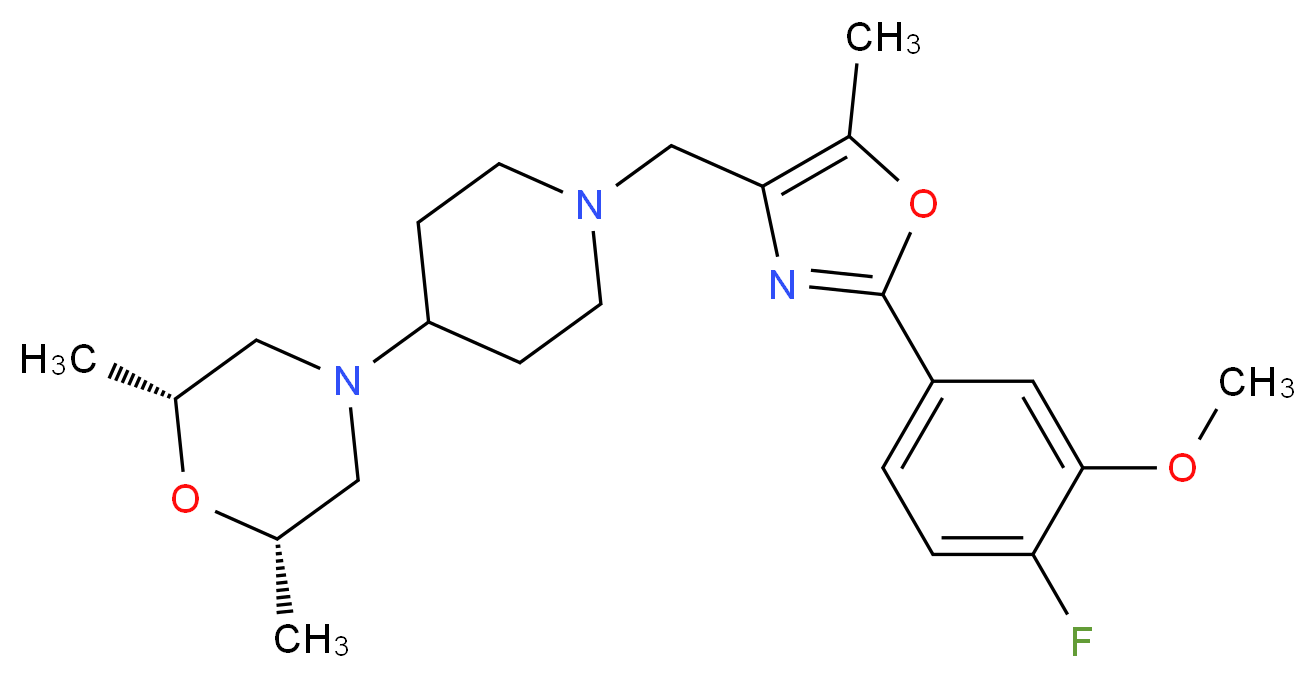 (2R*,6S*)-4-(1-{[2-(4-fluoro-3-methoxyphenyl)-5-methyl-1,3-oxazol-4-yl]methyl}-4-piperidinyl)-2,6-dimethylmorpholine_Molecular_structure_CAS_)