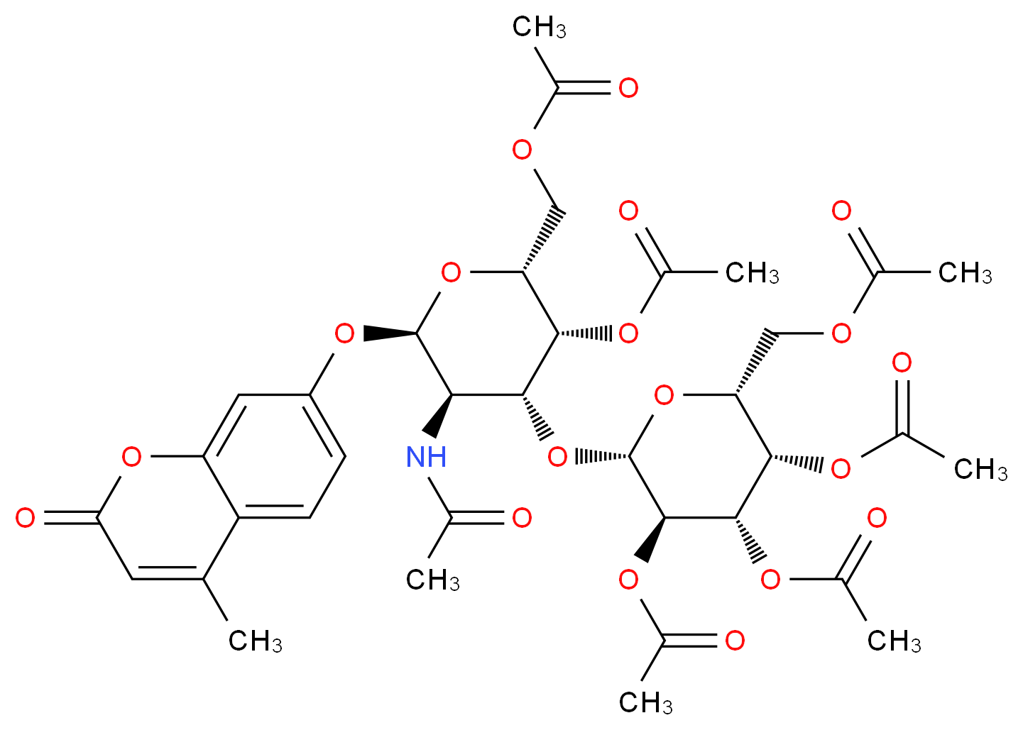 4-Methylumbelliferyl 2-Acetamido-2-deoxy-3-O-(β-D-galactopyranosyl)-α-D-galactopyranoside Hexaacetate_Molecular_structure_CAS_868231-09-8)