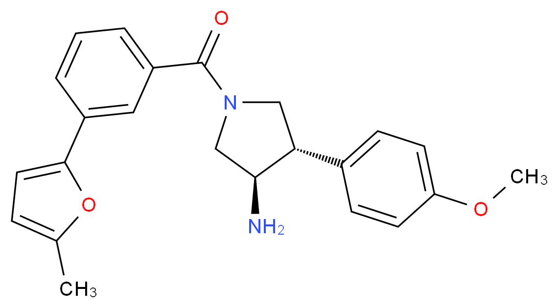 (3R*,4S*)-4-(4-methoxyphenyl)-1-[3-(5-methyl-2-furyl)benzoyl]pyrrolidin-3-amine_Molecular_structure_CAS_)