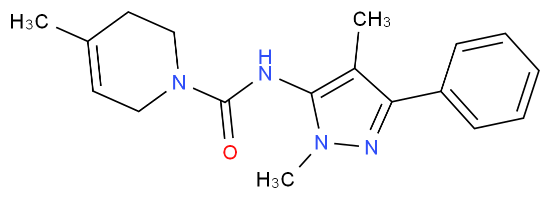 N-(1,4-dimethyl-3-phenyl-1H-pyrazol-5-yl)-4-methyl-3,6-dihydropyridine-1(2H)-carboxamide_Molecular_structure_CAS_)