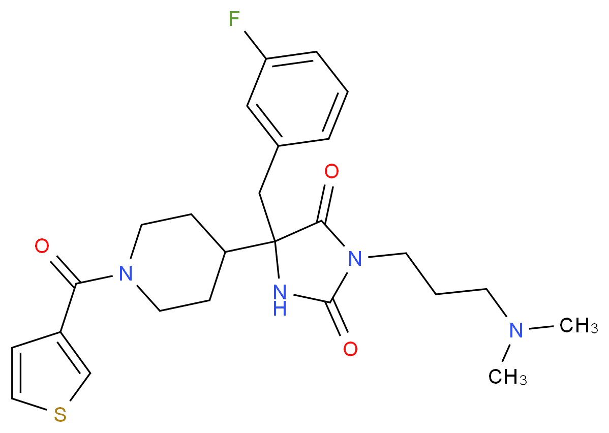 3-[3-(dimethylamino)propyl]-5-(3-fluorobenzyl)-5-[1-(3-thienylcarbonyl)-4-piperidinyl]-2,4-imidazolidinedione_Molecular_structure_CAS_)