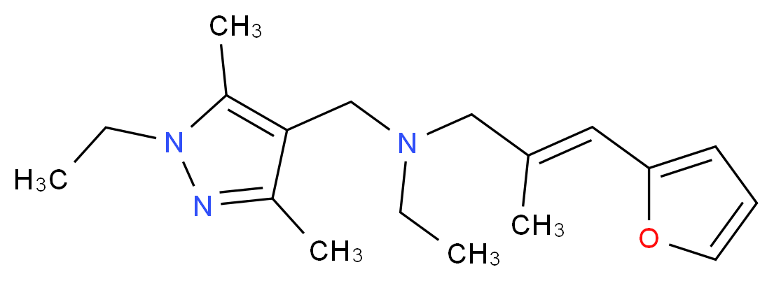 (2E)-N-ethyl-N-[(1-ethyl-3,5-dimethyl-1H-pyrazol-4-yl)methyl]-3-(2-furyl)-2-methylprop-2-en-1-amine_Molecular_structure_CAS_)
