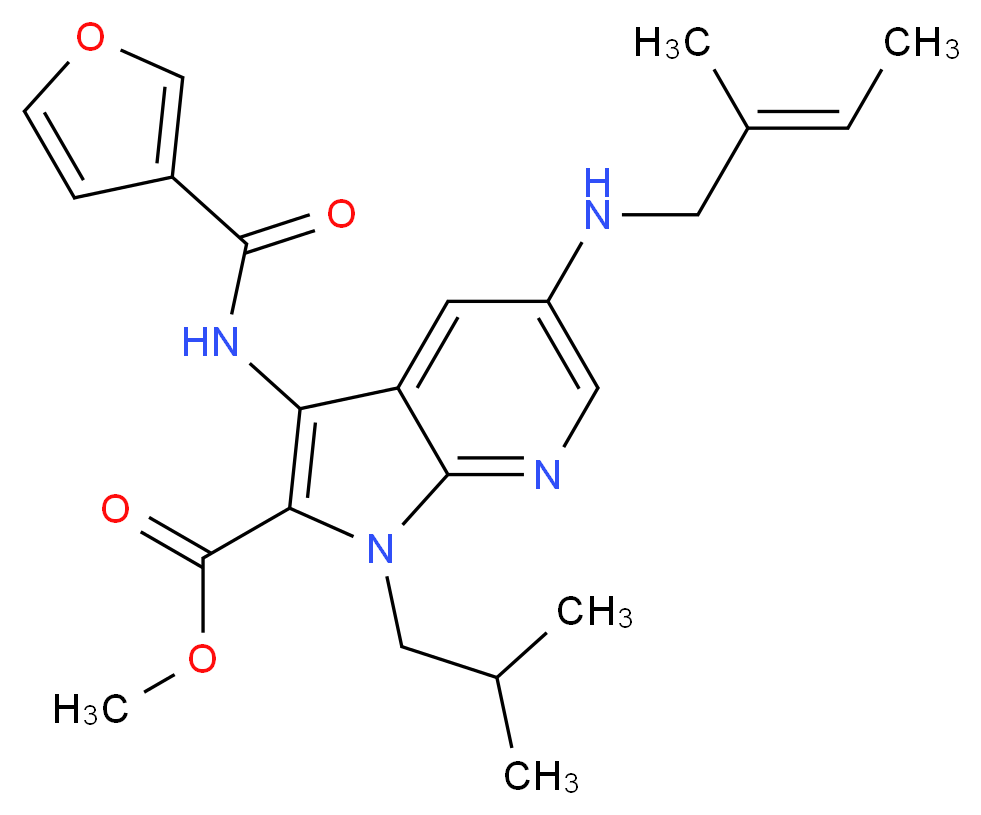 methyl 3-(3-furoylamino)-1-isobutyl-5-{[(2E)-2-methyl-2-buten-1-yl]amino}-1H-pyrrolo[2,3-b]pyridine-2-carboxylate_Molecular_structure_CAS_)