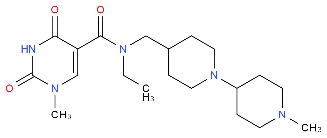 N-ethyl-1-methyl-N-[(1'-methyl-1,4'-bipiperidin-4-yl)methyl]-2,4-dioxo-1,2,3,4-tetrahydropyrimidine-5-carboxamide_Molecular_structure_CAS_)