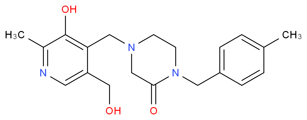 4-{[3-hydroxy-5-(hydroxymethyl)-2-methylpyridin-4-yl]methyl}-1-(4-methylbenzyl)piperazin-2-one_Molecular_structure_CAS_)