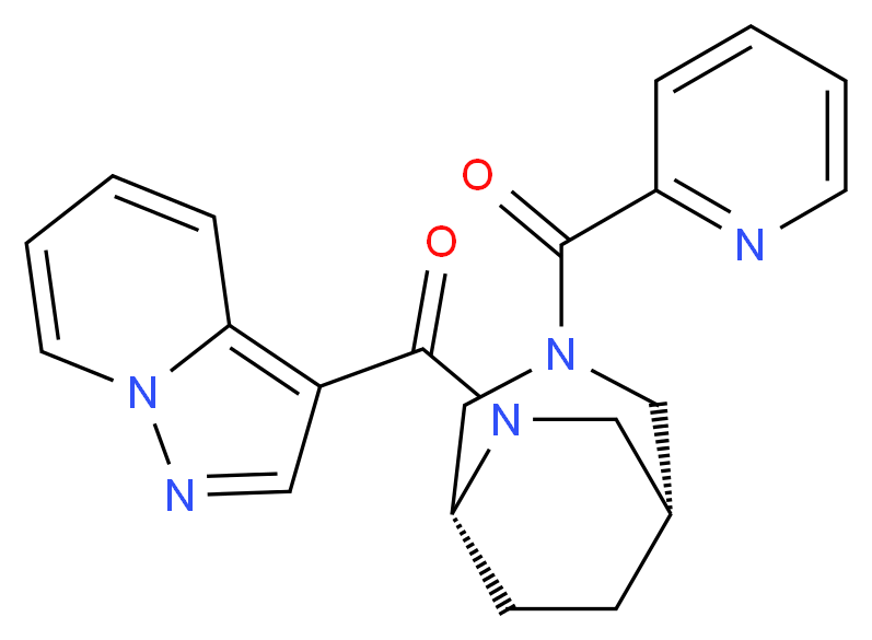 3-{[(1S*,5R*)-3-(pyridin-2-ylcarbonyl)-3,6-diazabicyclo[3.2.2]non-6-yl]carbonyl}pyrazolo[1,5-a]pyridine_Molecular_structure_CAS_)