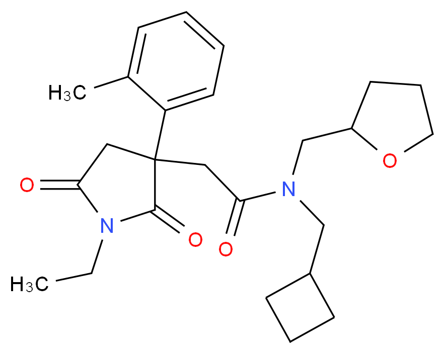 N-(cyclobutylmethyl)-2-[1-ethyl-3-(2-methylphenyl)-2,5-dioxo-3-pyrrolidinyl]-N-(tetrahydro-2-furanylmethyl)acetamide_Molecular_structure_CAS_)