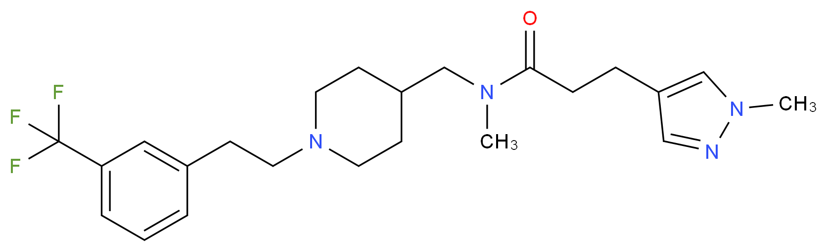 N-methyl-3-(1-methyl-1H-pyrazol-4-yl)-N-[(1-{2-[3-(trifluoromethyl)phenyl]ethyl}-4-piperidinyl)methyl]propanamide_Molecular_structure_CAS_)