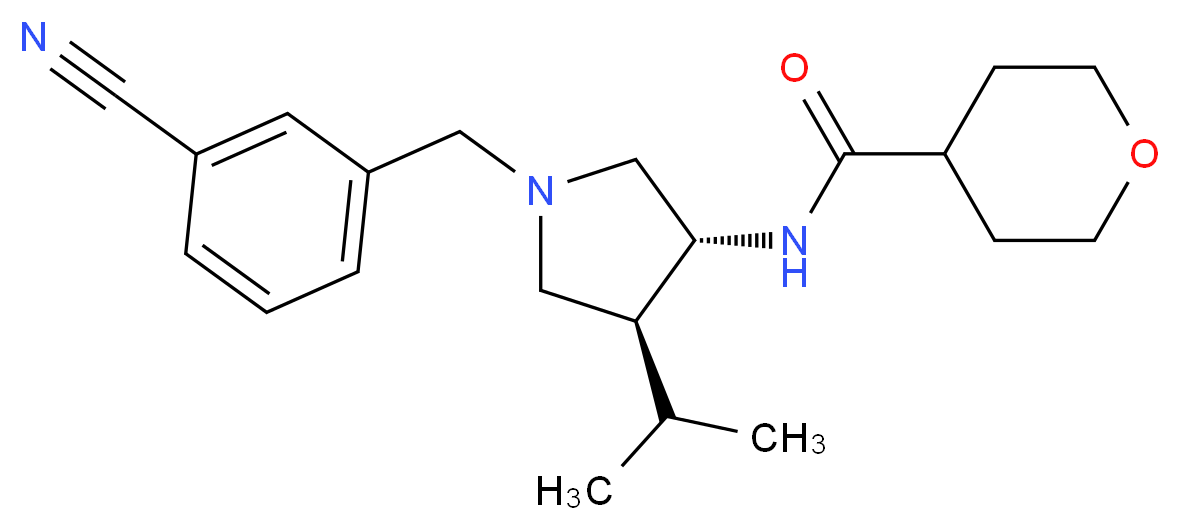 N-[(3R*,4S*)-1-(3-cyanobenzyl)-4-isopropyl-3-pyrrolidinyl]tetrahydro-2H-pyran-4-carboxamide_Molecular_structure_CAS_)