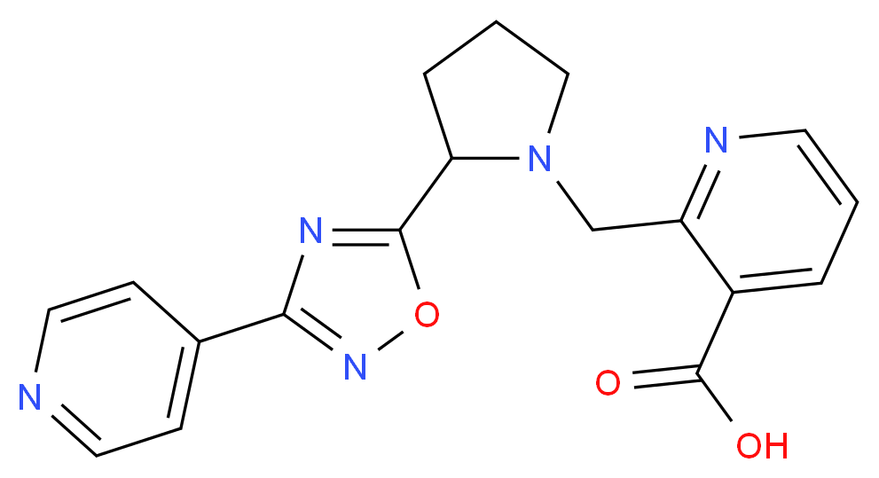 2-{[2-(3-pyridin-4-yl-1,2,4-oxadiazol-5-yl)pyrrolidin-1-yl]methyl}nicotinic acid_Molecular_structure_CAS_)