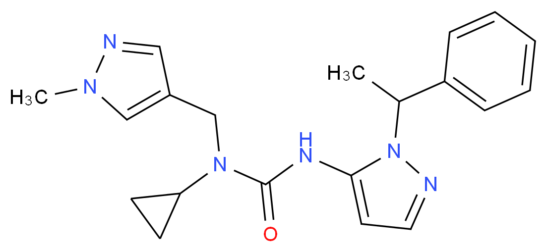 N-cyclopropyl-N-[(1-methyl-1H-pyrazol-4-yl)methyl]-N'-[1-(1-phenylethyl)-1H-pyrazol-5-yl]urea_Molecular_structure_CAS_)